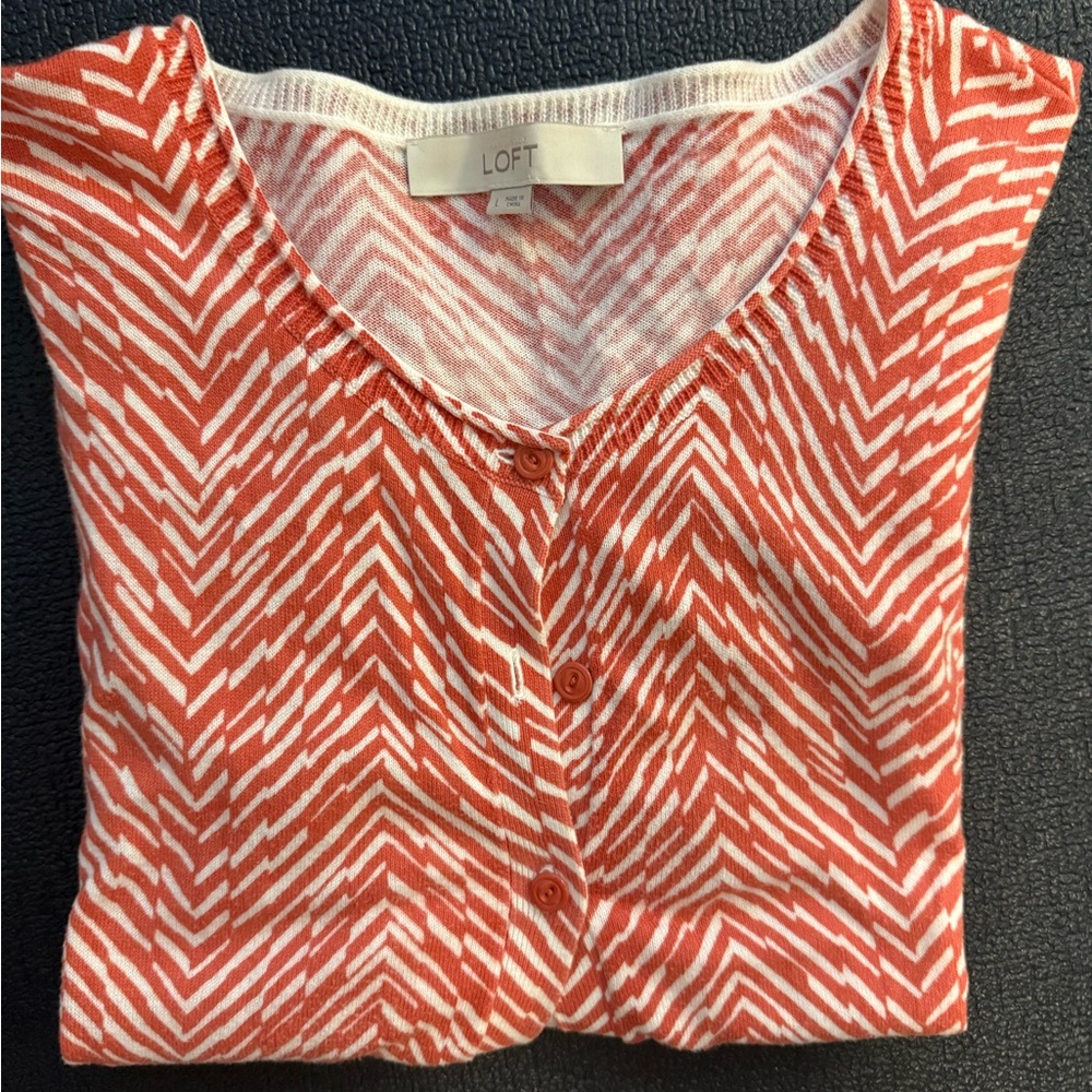 LOFT Orange Fitted Buttoned Cardigan